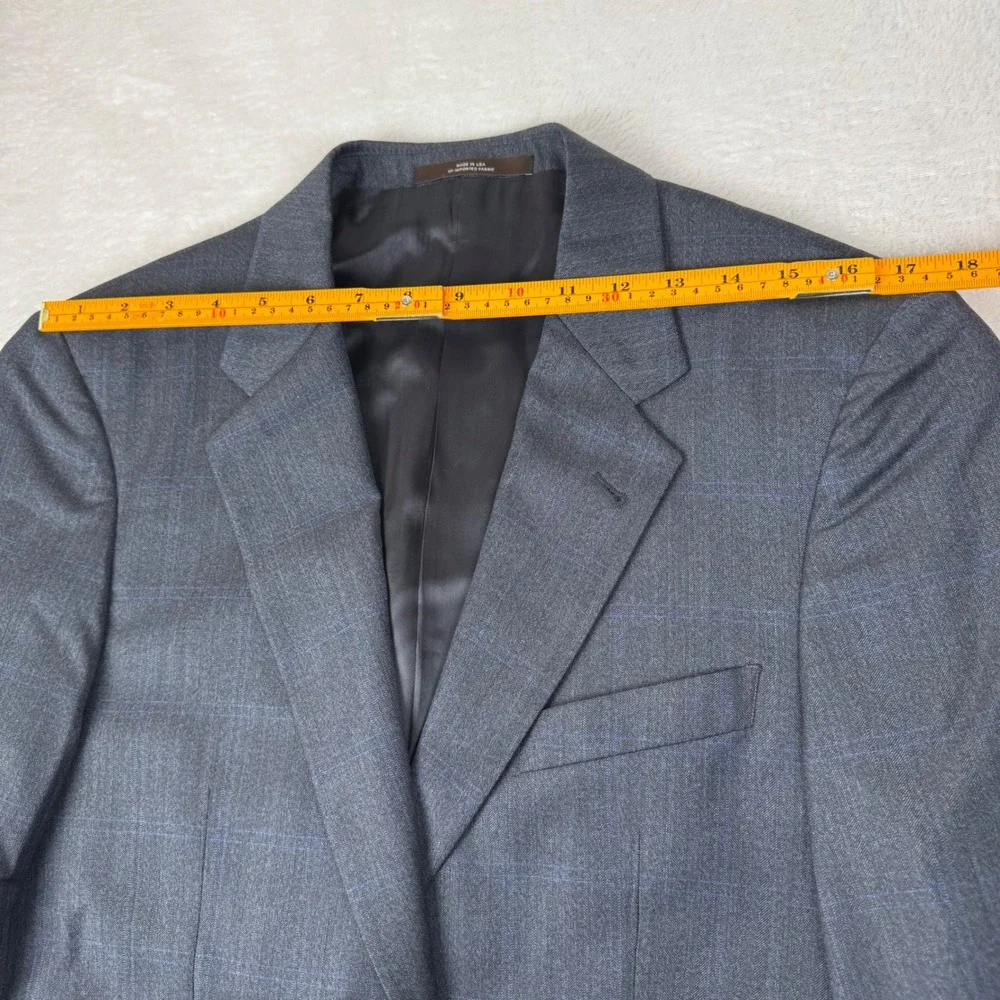 Joseph Abboud Suit Mens 38R W32 Blue Glen Plaid Super 120s Wool 2-Piece Pleated